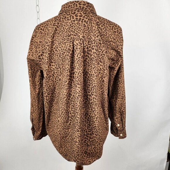 Style & Co. Collection Leopard Print Poplin Button Down Long Sleeve Top Womens L - Picture 4 of 6